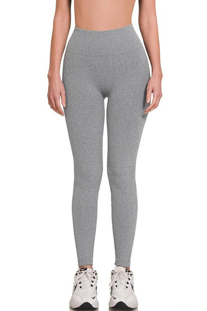 Ribbed Seamless High Waisted Full Length Leggings