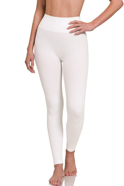 Ribbed Seamless High Waisted Full Length Leggings