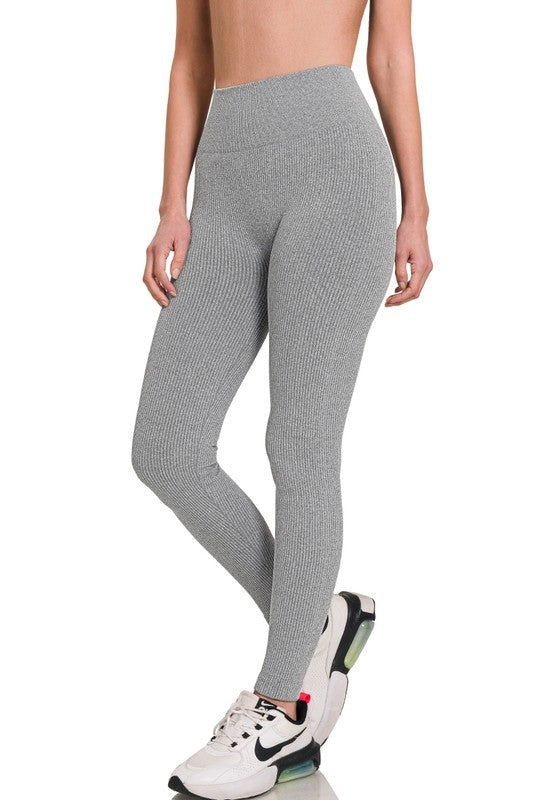 Ribbed Seamless High Waisted Full Length Leggings