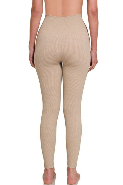 Ribbed Seamless High Waisted Full Length Leggings