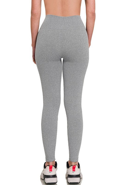 Ribbed Seamless High Waisted Full Length Leggings