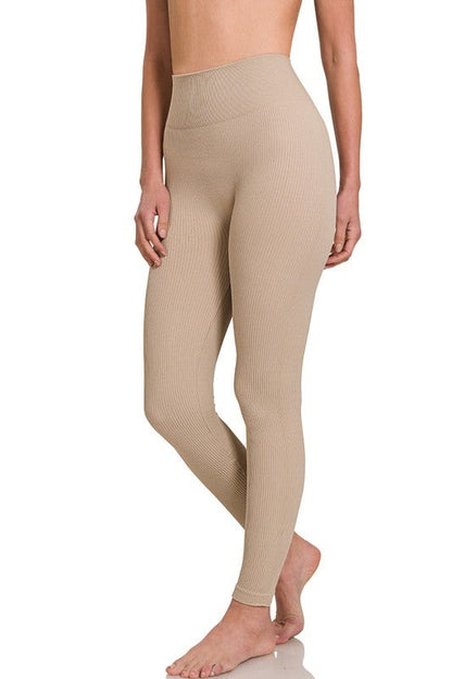 Ribbed Seamless High Waisted Full Length Leggings