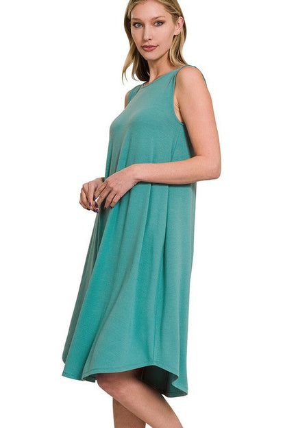 Sleeveless Round Neck Round Hem Midi Dress