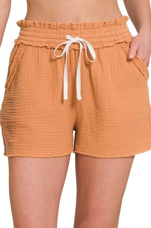 Double Elasticband Drawstring Waist Shorts