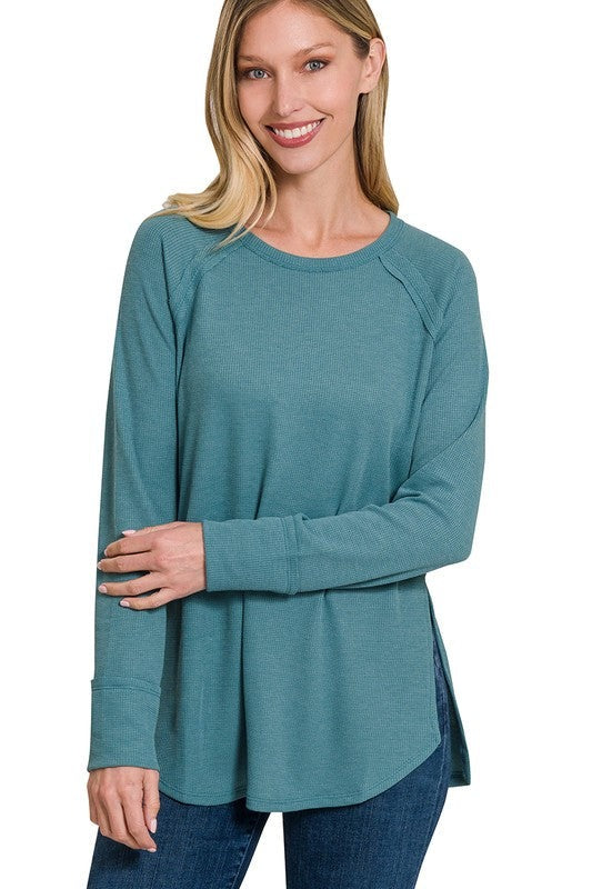 Melange Baby Waffle Long Sleeve Top