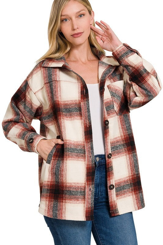 Oversized Yarn Dyed Plaid Longline Shacket