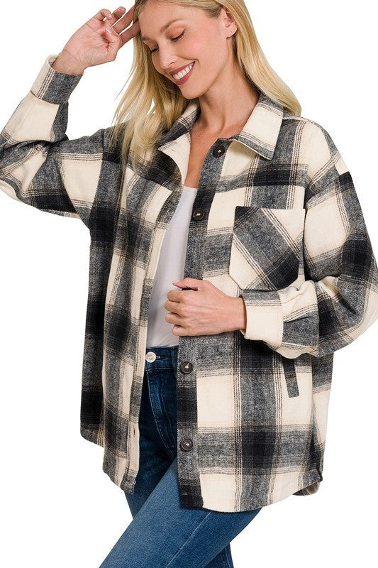 Oversized Yarn Dyed Plaid Longline Shacket