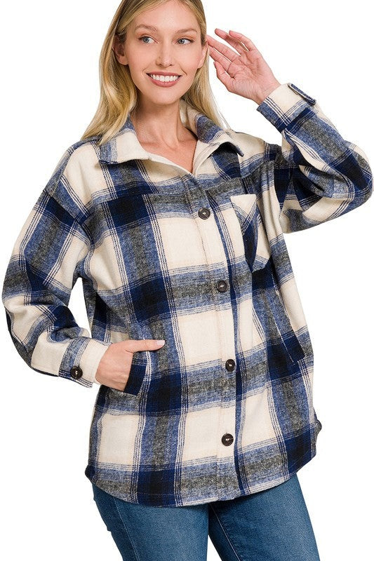 Oversized Yarn Dyed Plaid Longline Shacket