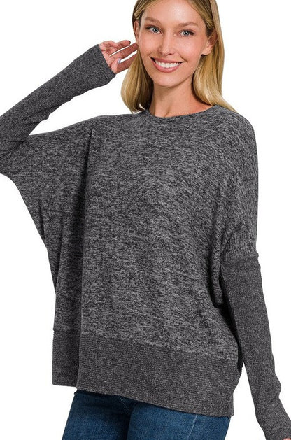 Brushed Melange acci Dolman Sleeve Sweater