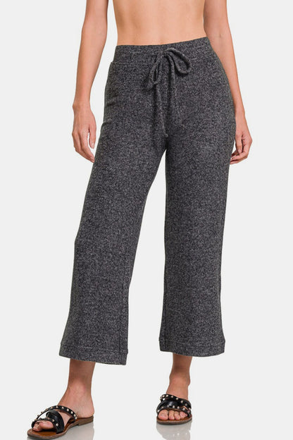 Cropped Soft Brushed Hacci Drawstring Pants