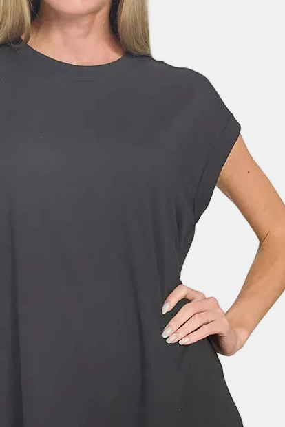 Brushed DTY Microfiber Top & Biker Shorts / BLACK