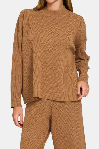 Viscose Sweater Top & Pants Set / DEEP CAMEL