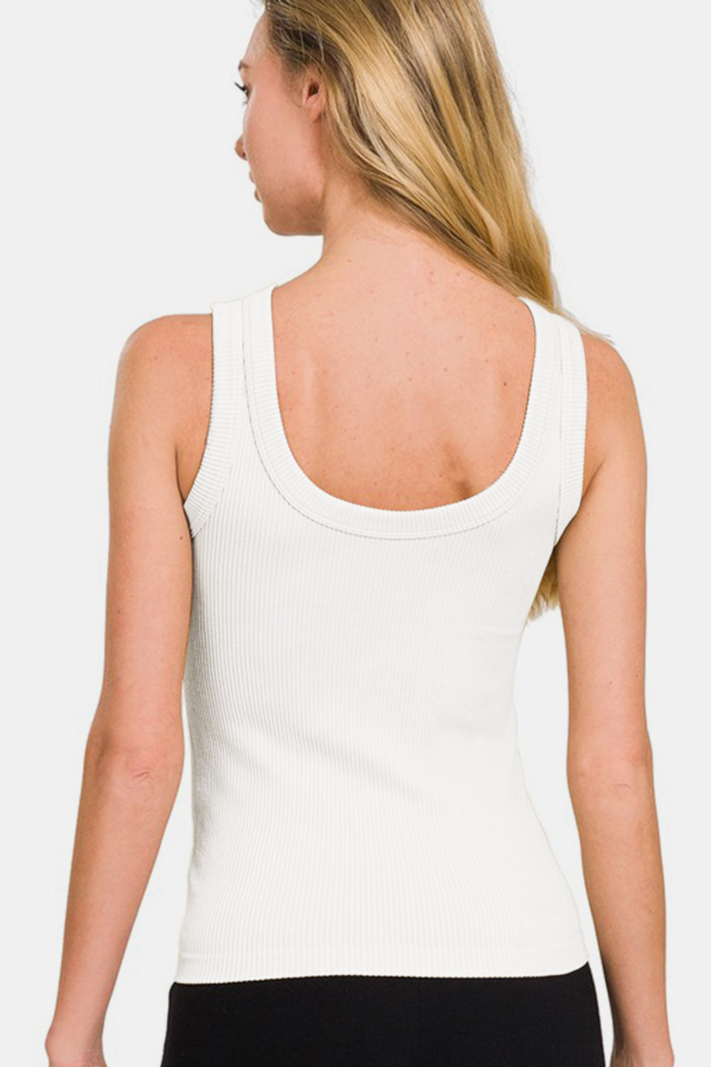 2 Way Neckline Washed Ribbed Tank Top