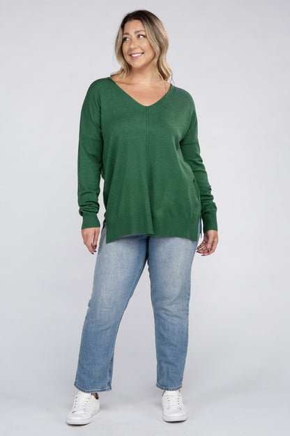 FINAL SALE - Plus Garment Dyed Front Seam Sweater