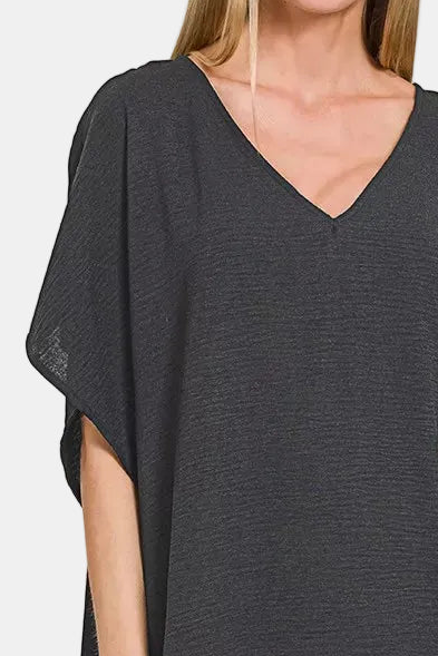 Woven Airflow Tie Side Cover Up / BLACK