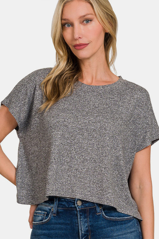 Soft Short Sleeve Round Neck Cropped Top