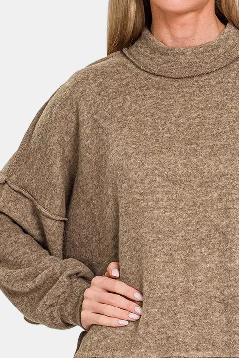 Brushed Melange Hacci Sweater / MOCHA
