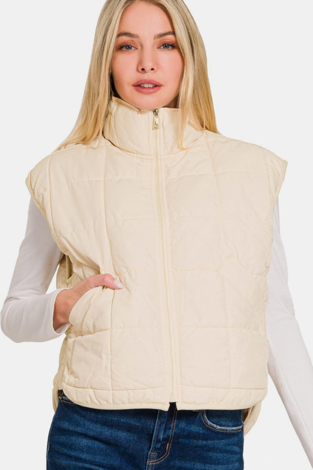 High Neck Puffer Vest