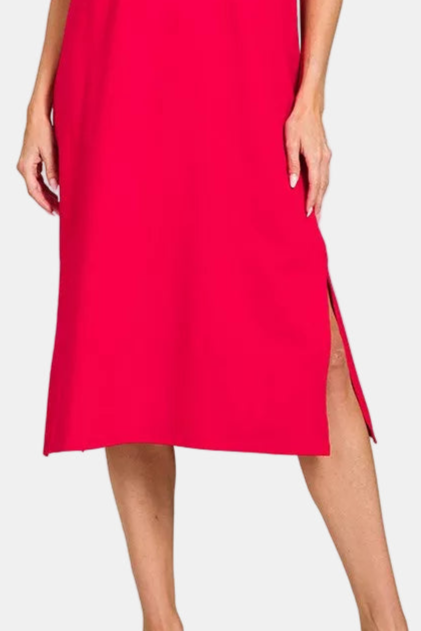 Round Neck Short Sleeve Midi Dress / RUBY