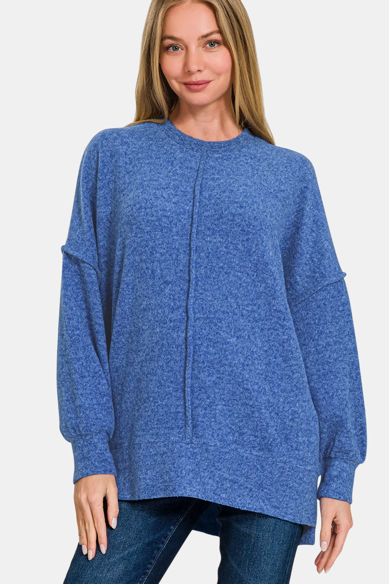 Brushed Melange Hacci Oversized Sweater / LT NAVY