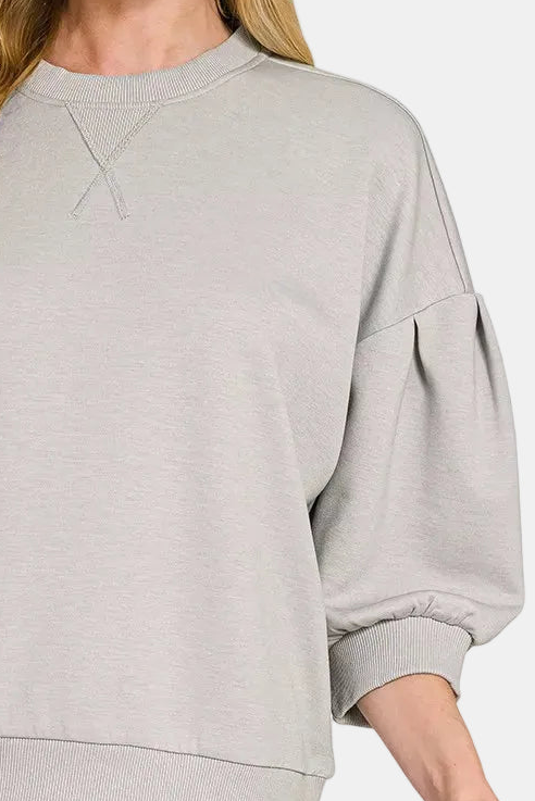 Scuba Dolman Sleeve Pullover / LT GREY