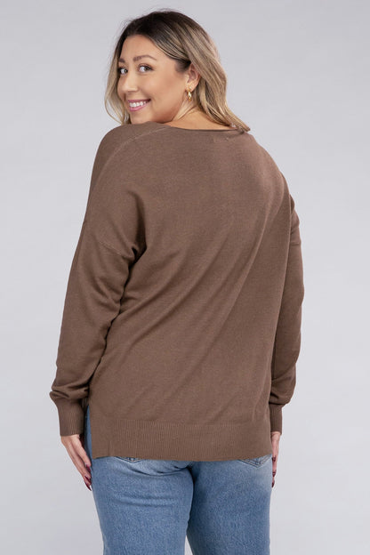 FINAL SALE - Plus Garment Dyed Front Seam Sweater