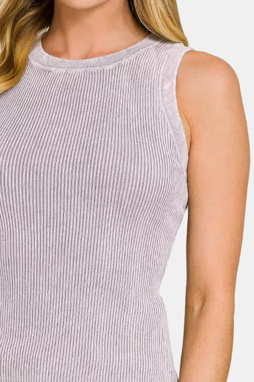 Washed Ribbed Sweater Tank Top / SLEET