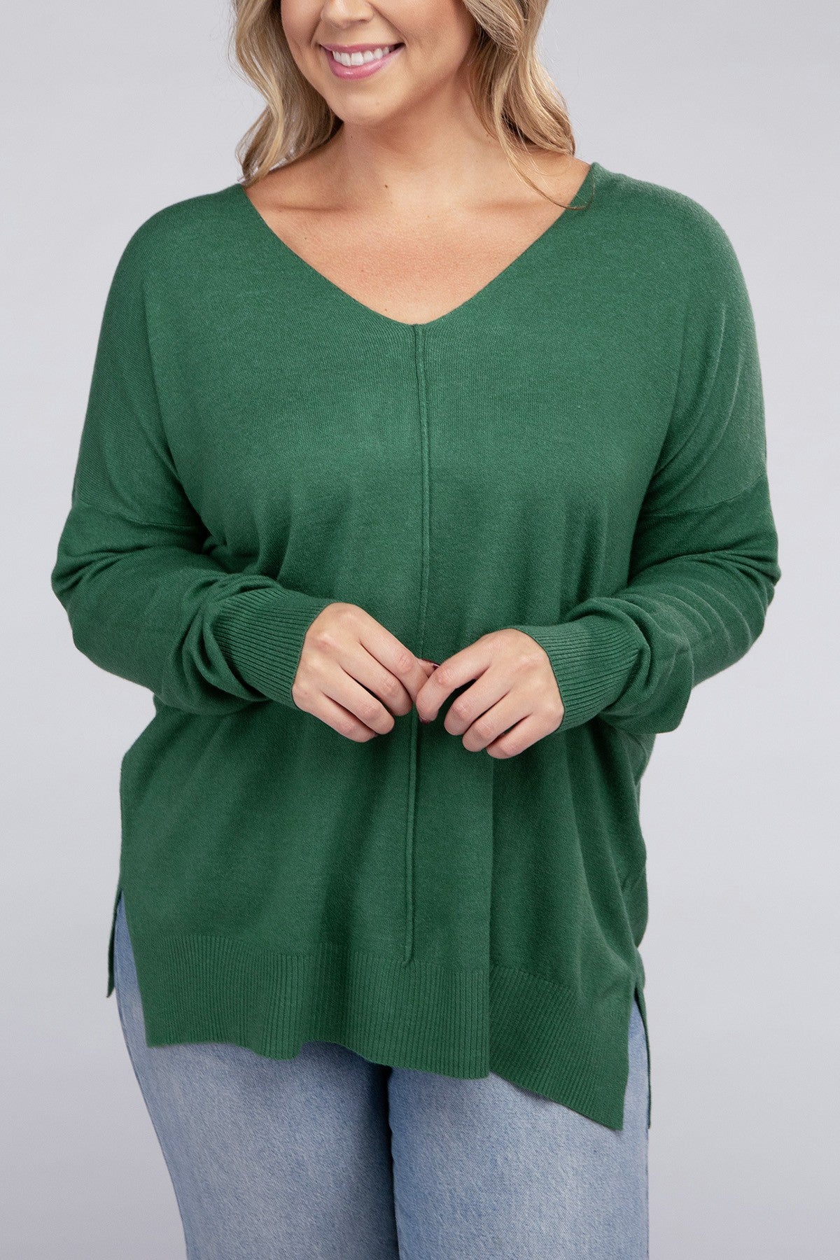 FINAL SALE - Plus Garment Dyed Front Seam Sweater