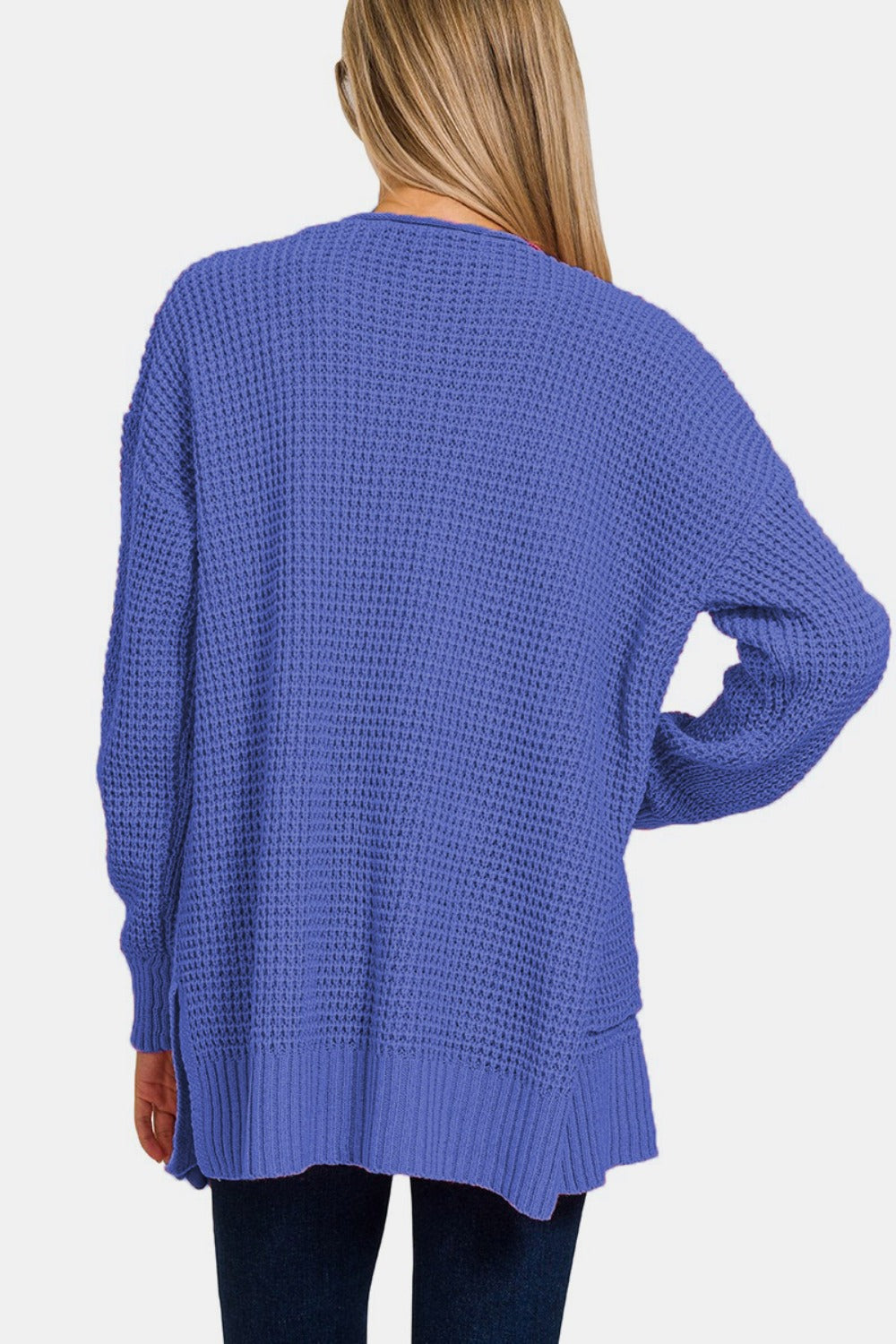 Low Gauge Waffle Open Cardigan Sweater