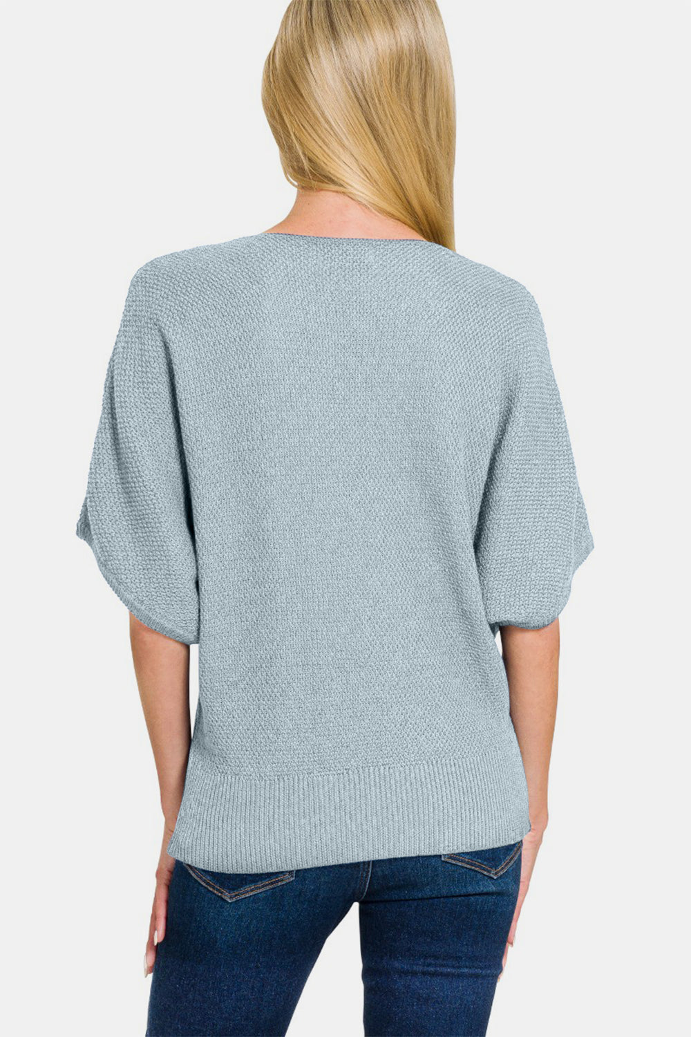 V-Neck Short Sleeve Dolman Sweater