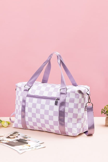 Large Capacity Checkered Travel Duffle Bag