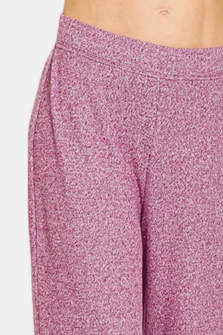 Soft Elastic Waisted Flare Pants / LT PLUM