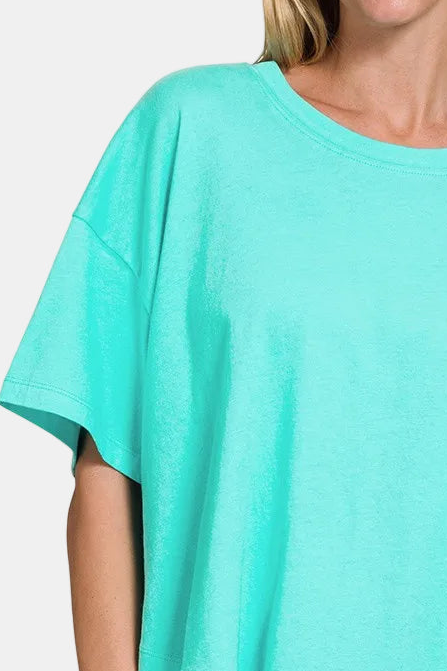 Cotton Round Neck Short Sleeve Top / MINT