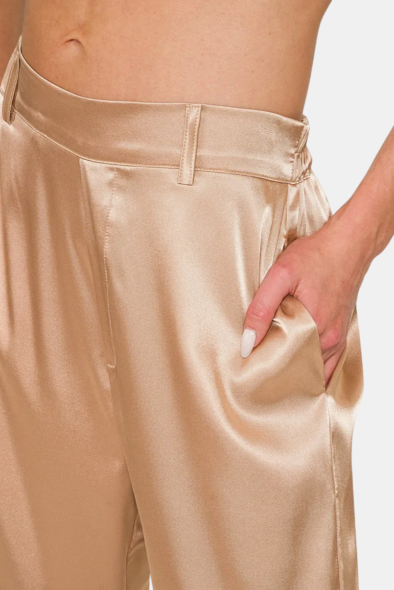 Wide-Leg Satin Pants / BRUSH