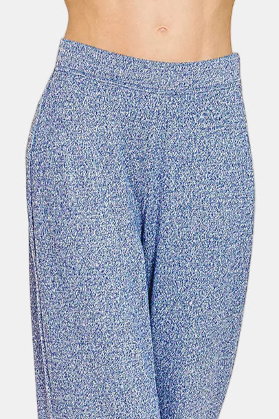 Soft Elastic Waisted Flare Pants / LT NAVY