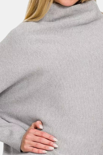 Viscose Dolman Sleeve Mock Neck Sweater / H GREY