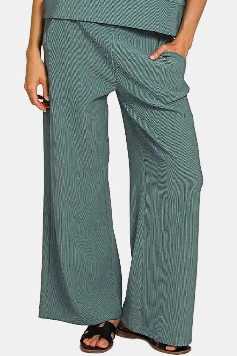 Ribbed Round Neck Tee & Pants Set / ASH JADE