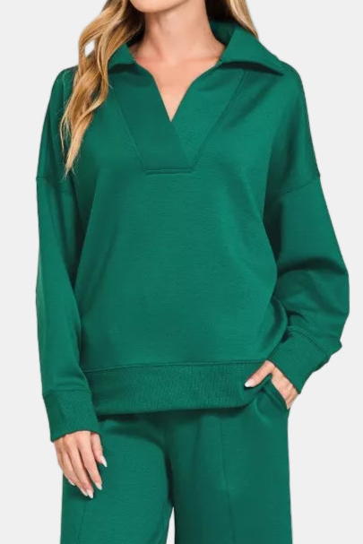Scuba Collared Pullover & Pants Set / HUNTER GREEN