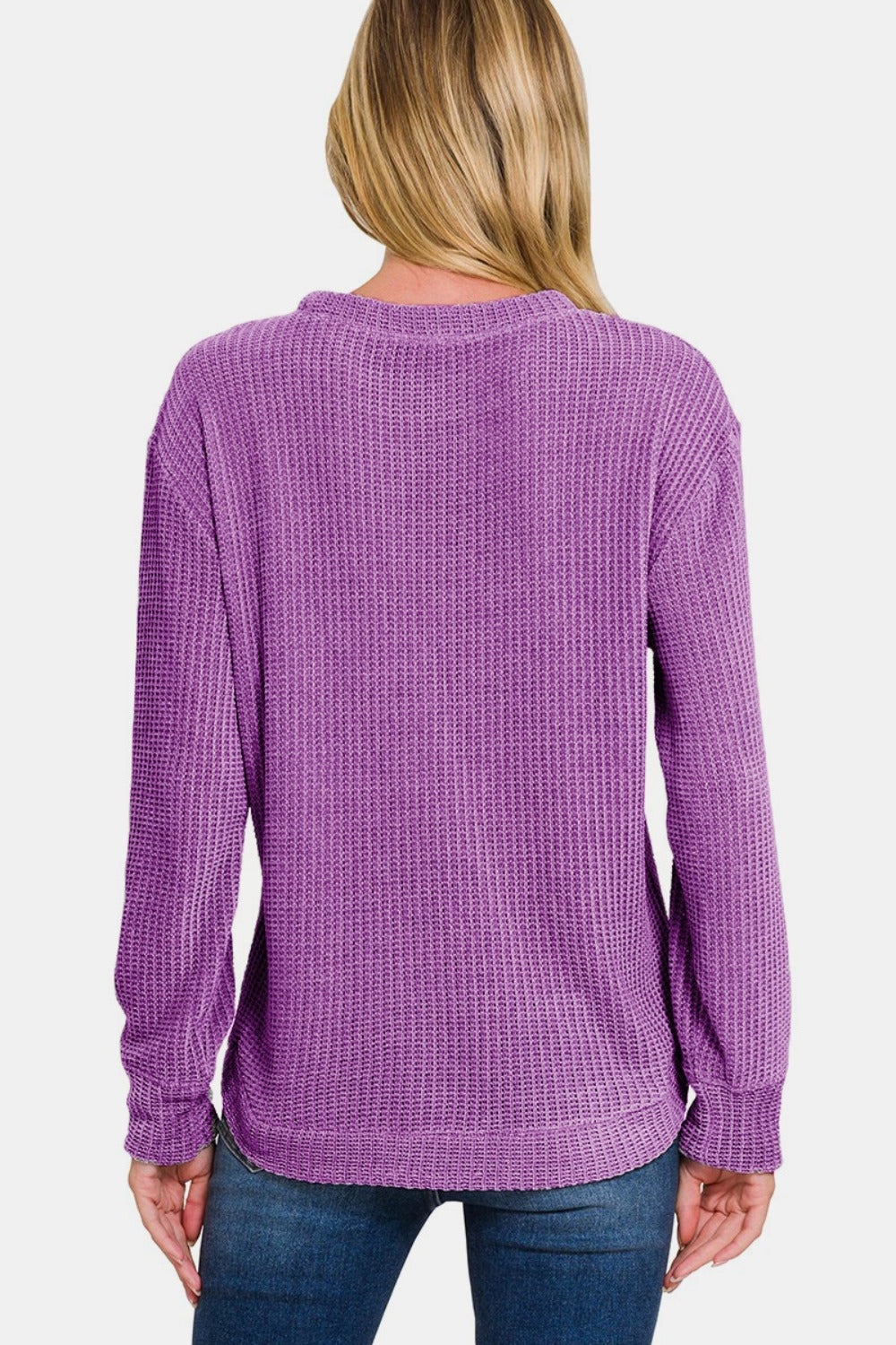 Chenille Waffle Round Neck Sweater