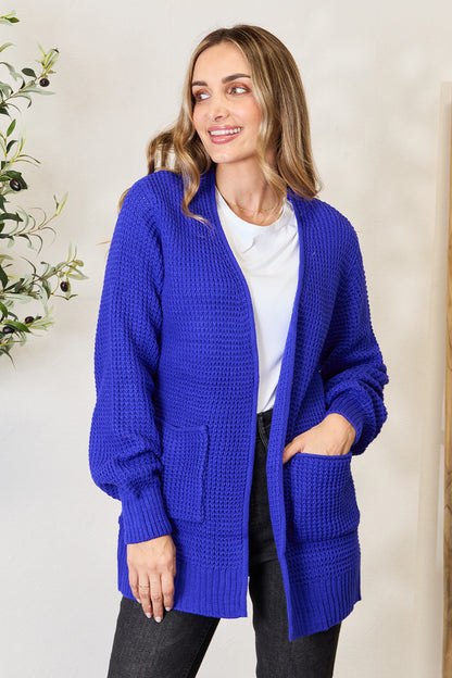 Low Gauge Waffle Open Cardigan Sweater