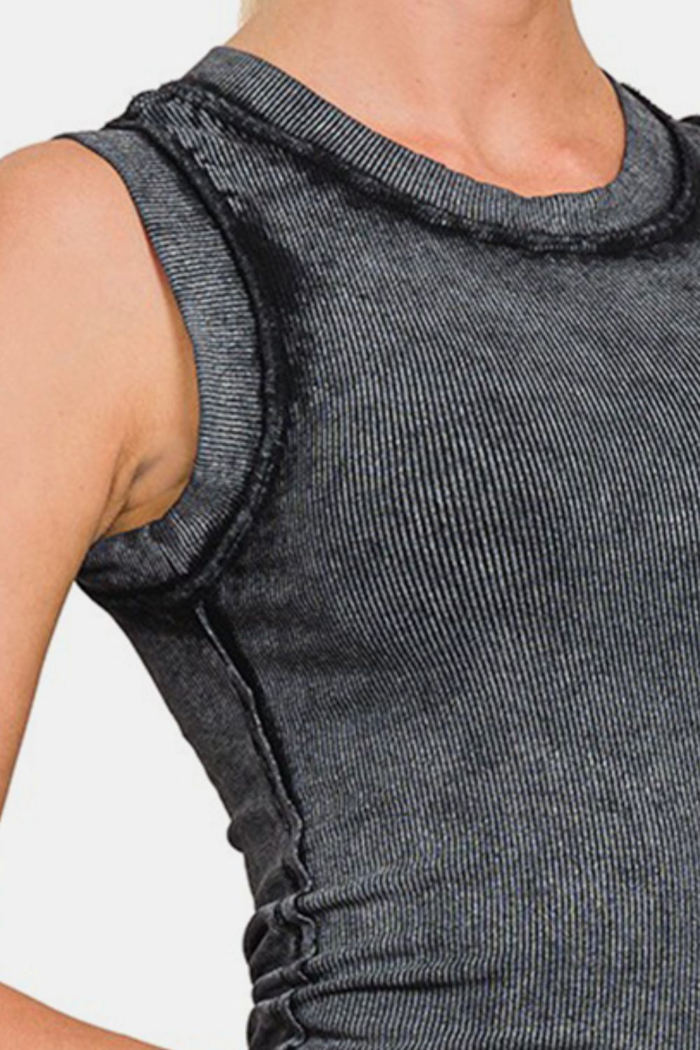 Washed Ribbed Scoop Neck Tank Top