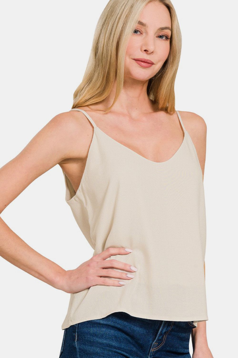 2 Layered Rayon Slub Woven Cropped Camisole