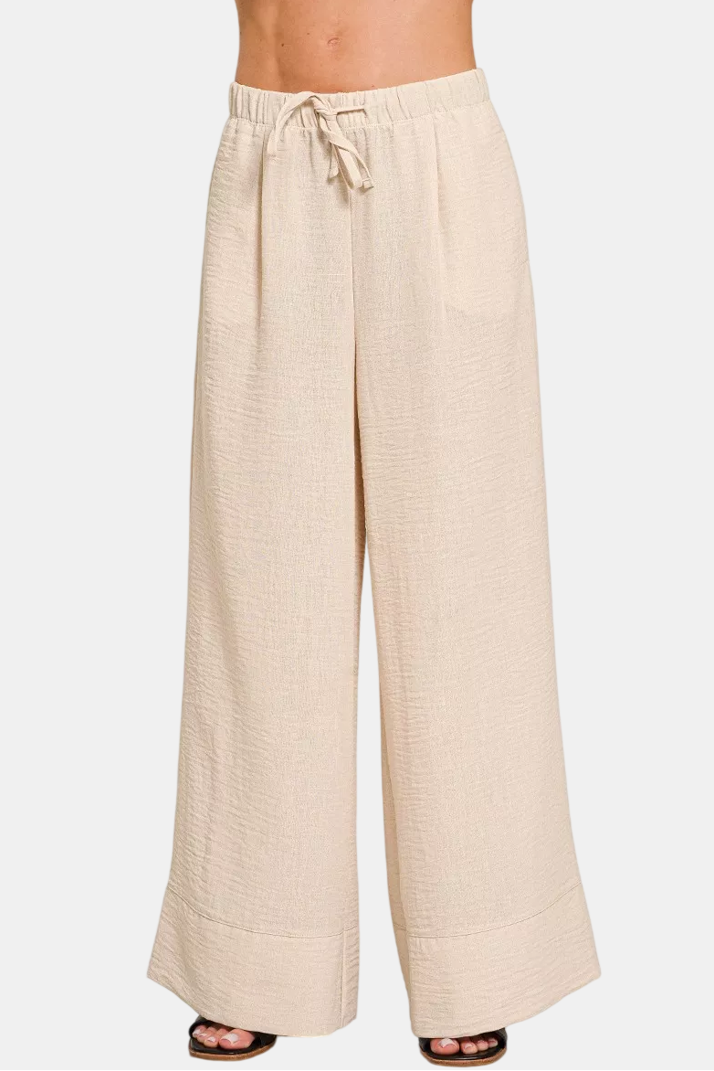 Woven Airflow Drawstring Pants / SAND BEIGE