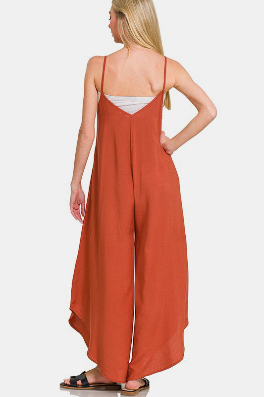 Wide Leg Rayon Challis Jumpsuit