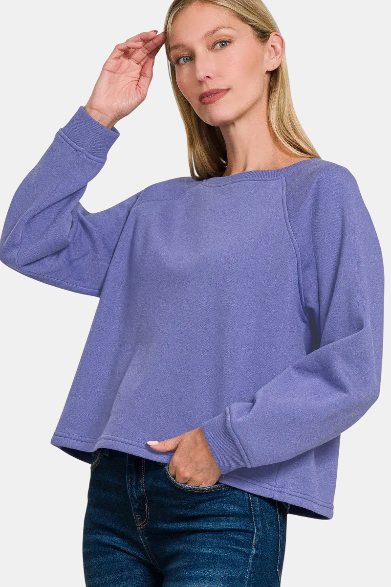 Fleece Raglan Round-Neck Sweatshirt / MARLIN