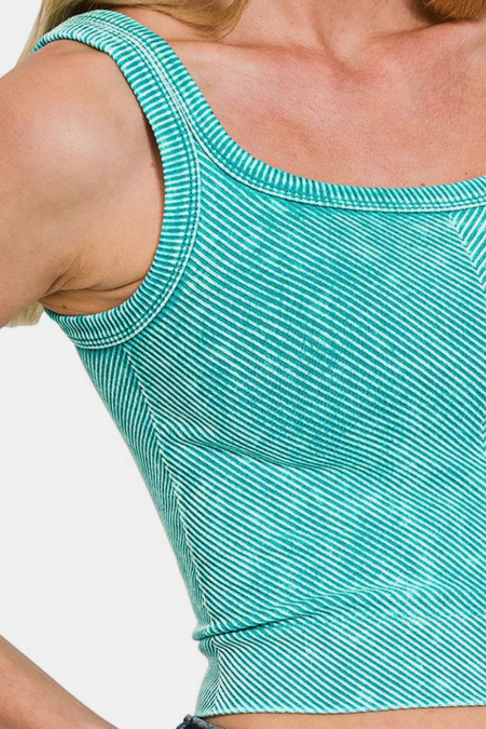 Stone Washed Ribbed Seamless Bra Tank Top