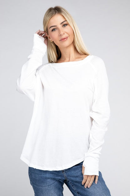 Cotton Raglan Sleeve Thumbhole Top