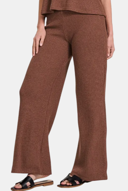 Sweater Boxy Top & Long Pants Set / RUM BROWN