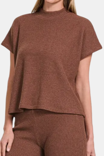 Sweater Boxy Top & Long Pants Set / RUM BROWN