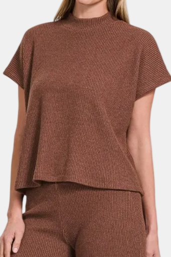Sweater Boxy Top & Long Pants Set / RUM BROWN